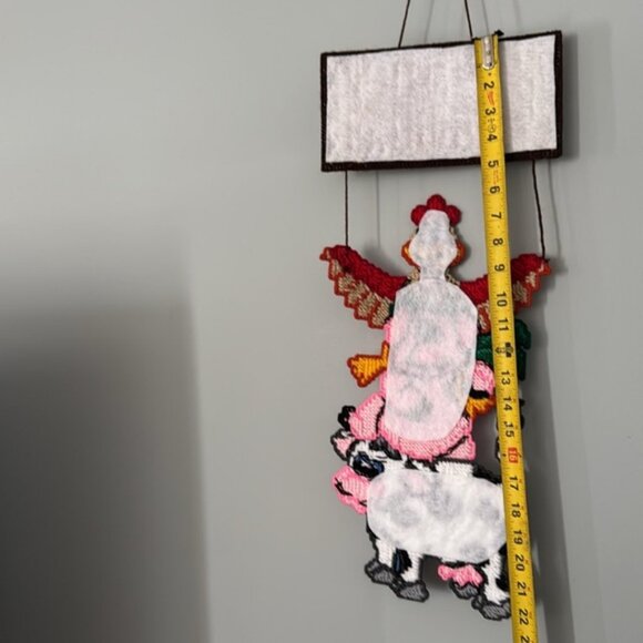 Needlepoint Welcome Sign Welcome To The Funny Farm Chicken Cow Pig - Picture 6 of 7